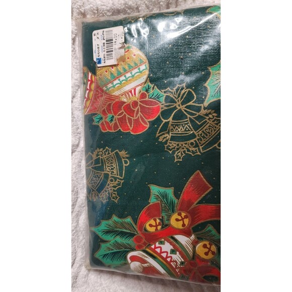 New VINTAGE Elrene Holiday Print Vinyl Flannel Back TABLECLOTH 52x90" Oblong NWT - Picture 2 of 6